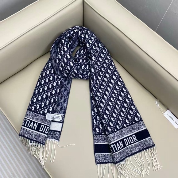 Dior Women's Navy and White Scarf - Picture 1 of 9